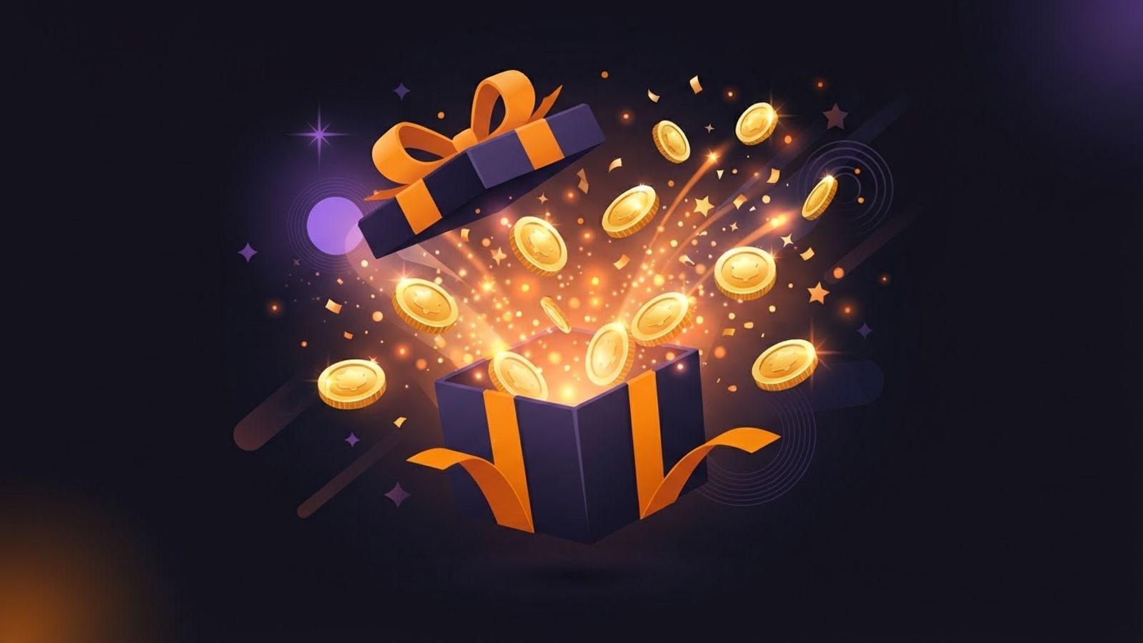 Bonus de bienvenue, coffret ouvert avec pièces dorées