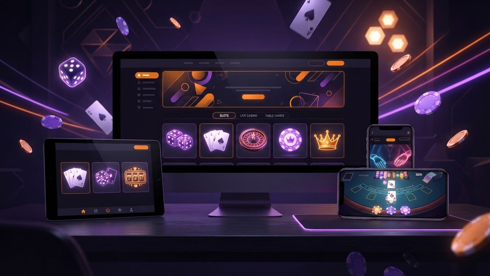 Interface de casino en ligne sur plusieurs appareils